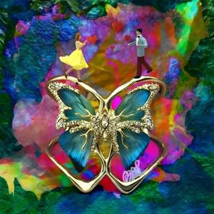 SOLD ALEXIS BITTAR AZURE LUCITE BUTTERFLY CUFF